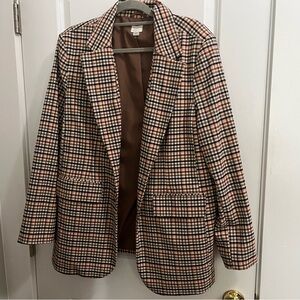 a new day Women's Checkered Blazer - Black and Brown